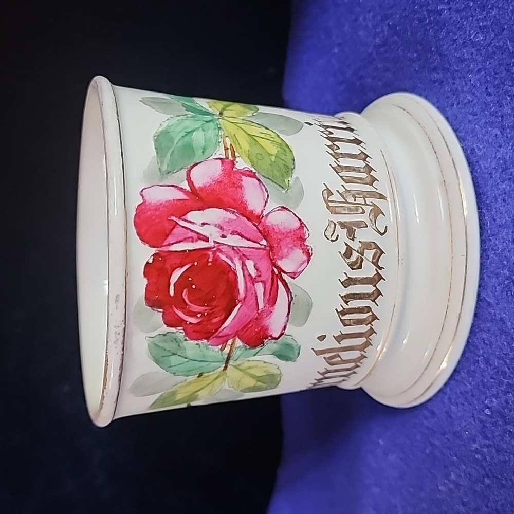 Antique T&V Limoges, Personalized Hand Painted Flower Shaving Mug. 3826 L France